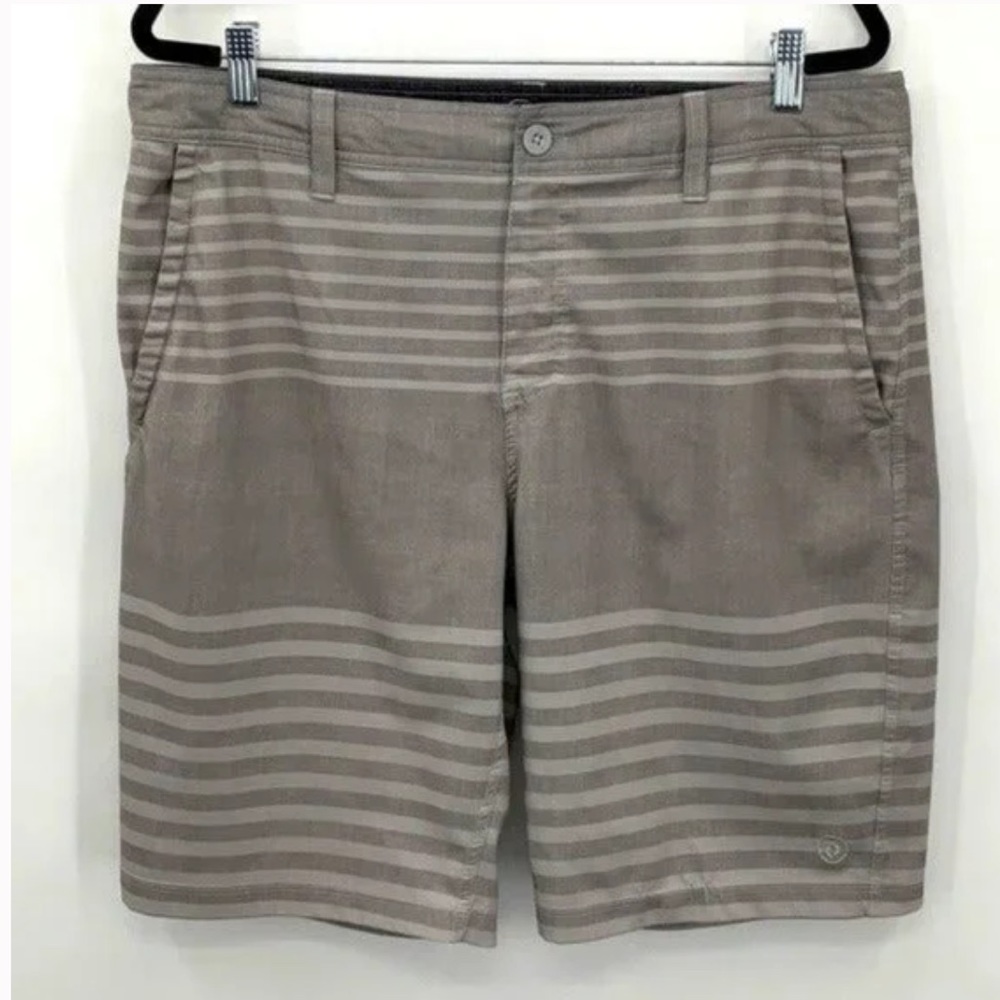Hang Ten Gray Stripped Polyester Blend Shorts Size 34 Men’s